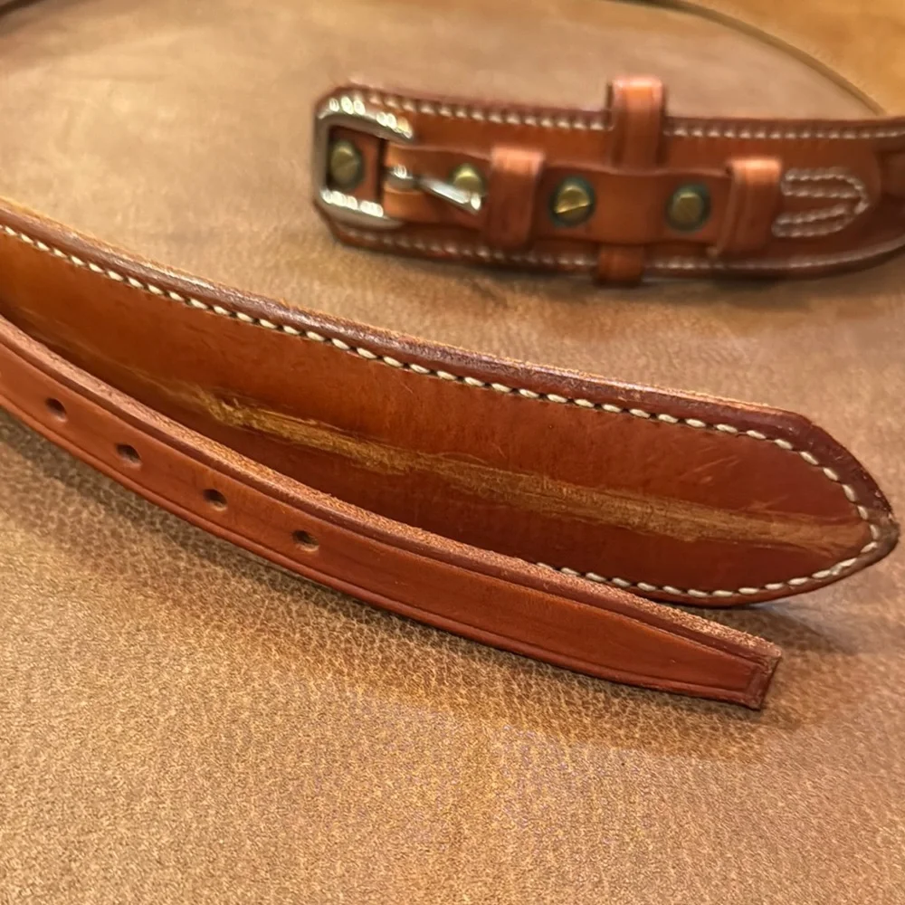 Rod Kibler Embossed Leather Belt with Stitching EUC